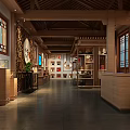 Traditional Chinese Interior Design With Circular Zen Decoration Wooden Elements And Green Plants