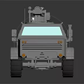 Gray Armored Military Vehicle With Roof Turret And Heavy Duty Wheels