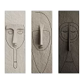 Abstract Face Line Design Vertical Panel Wall Decor In Neutral Tones For Home Interior 3d model