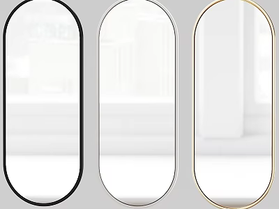 Stylish Oval Mirrors With Black Silver And Gold Frames For Interior Decor 3d model