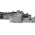 Traditional Chinese Style Buildings With Gray Brick Walls And Curved Roof Eaves