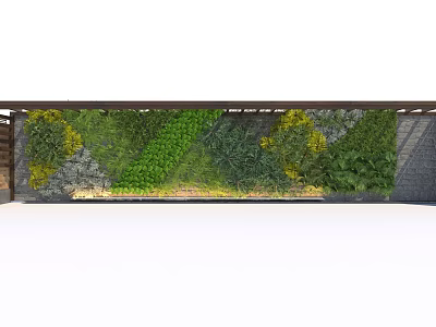 Living Plant Wall With Diverse Green Plants And Decorative Design Elements 3d model