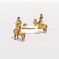 Elegant Golden Horseback Figures Decorative Statues With Fine Craftsmanship