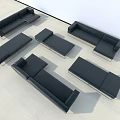 Modern Black Modular Sofa Set With Metal Frame And Multiple Seating Units 3d model