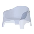 Elegant Transparent Blue Acrylic Leisure Chair With Curved Armrest And Modern Design