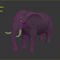 Gray Elephant 3D Model with Tusks Standing on Smooth Surface and Dark Background 3d model