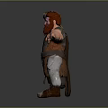Horned Red Skinned Bearded Mythical Warrior Creature In Ornate Armored Gear With Open Arms Pose