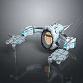 Futuristic Sci Fi Space Station Structure With Central Circular Module Extended Arms And Antenna Arrays