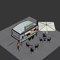 Modern Donut Food Truck With String Lights Display Window And Outdoor Seating