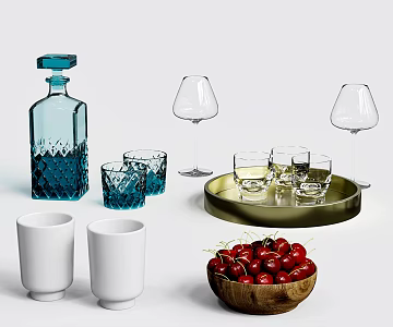 Wine cup fruit 3d model