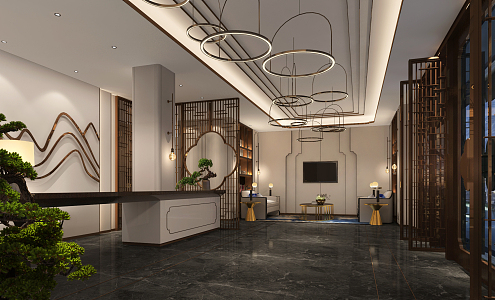 New Chinese Hall Club Reception Hall 3d model