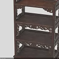 Elegant Chinese Style Wooden Multi Tiered Carved Shelf With Decorative Patterns