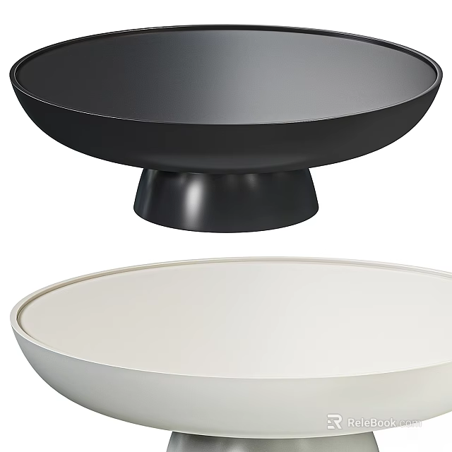 Stylish Black And White Bowls For Modern Dining Table Decoration 3d model 
