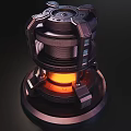 Futuristic Mechanical Device With Glowing Orange Core And Intricate Circular Metallic Layers
