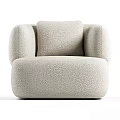 Single Sofa With Beige Bouclé Fabric Modern Design Round Arms And Comfortable Cushion