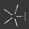 Modular Spacecraft Components In Radial Arrangement With White Black Design And Blue Lines