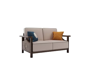 Italian Minimalist Sofa Two-Seat Black Walnut Sofa 3d model