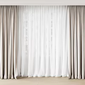 Elegant Double Layer Curtains With White Sheer And Beige Fabric For Home Window