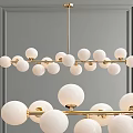 Elegant Modern White Gold Chandeliers with Spherical and Leaf Shaped Designs 3d model