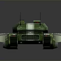 Green Military Tank With White Stripes Modern Armor And Front Cannon Design