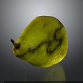 Yellow Ripe Fresh Juicy Pear on Dark Background with Shiny Surface