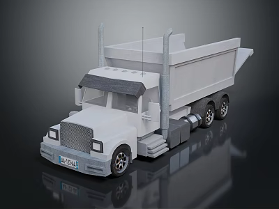 Gray Dump Truck 3D Model with Cab Dump Bed and Black Wheels 3d model
