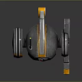 Gray And Orange Mechanical Robot With Circular Body Antenna And Armored Design