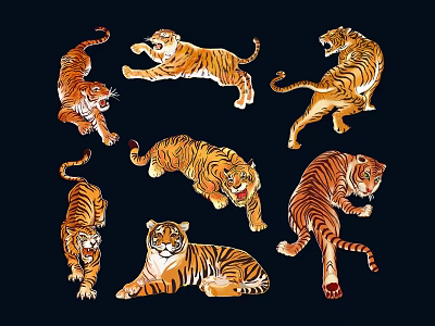 tigers white tigers fierce tigers northeast tigers south china tigers wild tigers 3d model