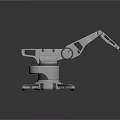 Silver Metallic Robotic Arm With Multiple Joints And Stable Base Structure
