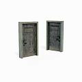 Dark Metal Swing Doors With Vintage Style Square Frame And Handle Design
