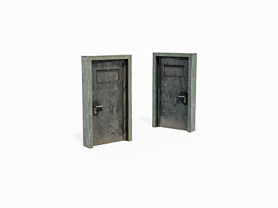 Dark Metal Swing Doors With Vintage Style Square Frame And Handle Design 3d model