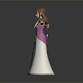 Fantasy Game Movie Character With White And Purple Dress Golden Headdress Extended Arms Pose