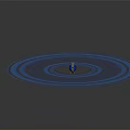 Cartoon Scene Featuring Circular Device With Blue Light Effects Surrounding Globe Blue Streaks And Particles