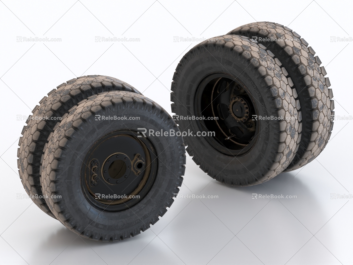 Truck tire wheel hub 3d model