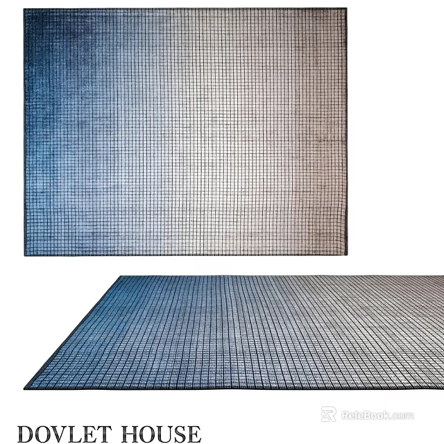 Stylish Square Rug With Grid Pattern And Blue Gray Gradient For Home Decor 3d model 