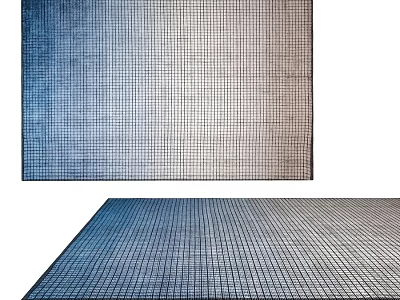 Stylish Square Rug With Grid Pattern And Blue Gray Gradient For Home Decor 3d model