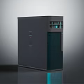 Modern Dark Gray Server Cabinet With Ventilation And Indicator Lights On Sleek Surface