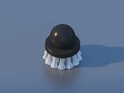 Essential Black And White Cleaning Brush With Round Top For Daily Household Use 3d model