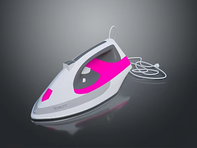 Grundig Modern White And Pink Electric Iron With Power Cord Design 3d model