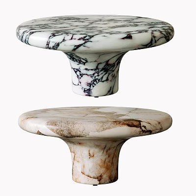 Elegant Round Marble Coffee Tables With White Black Purple Brown Veins 3d model