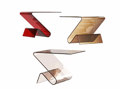 Modern Z Shaped Acrylic Side Tables In Multiple Colors Red Gold And Transparent Design 3d model