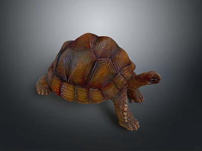 Reptile Tortoise With Textured Brown And Yellow Shell In Crawling Posture 3d model