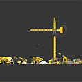 Construction Site Equipment Featuring Yellow Crane Vehicles Building Materials And Models 3d model