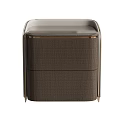 Modern Luxury Brown Textured Nightstand With Gold Metal Trim And Two Spacious Storage Drawers