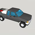 Black Pickup Truck With Extended Cab And Cargo Box In Bed