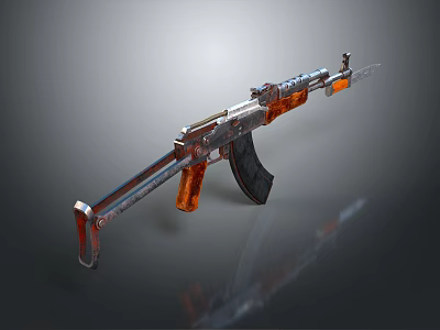 Modern Tactical Rifle With Orange And Black Accents And Metallic Body Design For Weapon Enthusiasts 3d model