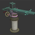 Industrial Metal Mechanical Tower Structure With Base Wheel And Horizontal Bar Components 3d model