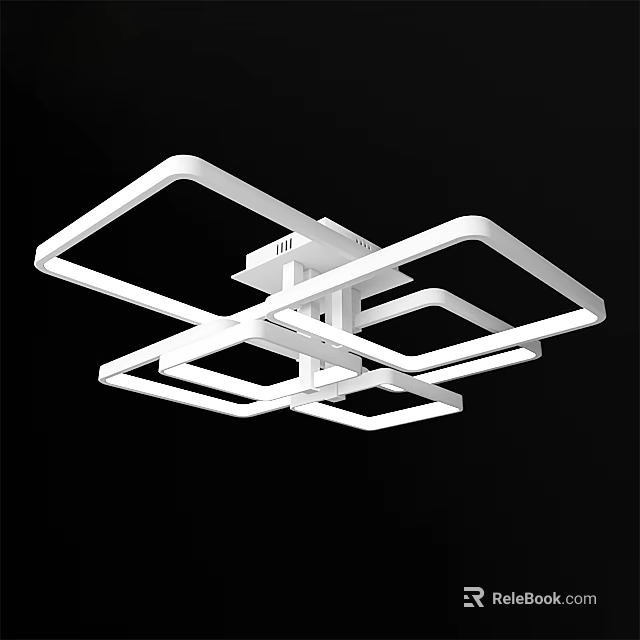 Modern White Geometric Ceiling Design With Layered Square Frames And LED Lighting 3d model
