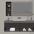 Modern Bathroom Vanity Cabinet With Backlit Mirror Stone Countertop Storage Drawers And Towels