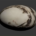 Oval Shaped Stone Wood Decorative Art Piece With White And Brown Textured Surface
